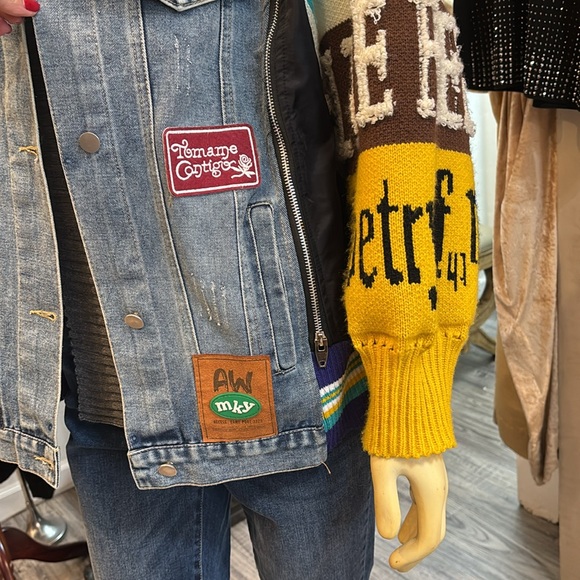 Denim fringe  multi colored jacket - Picture 6 of 13